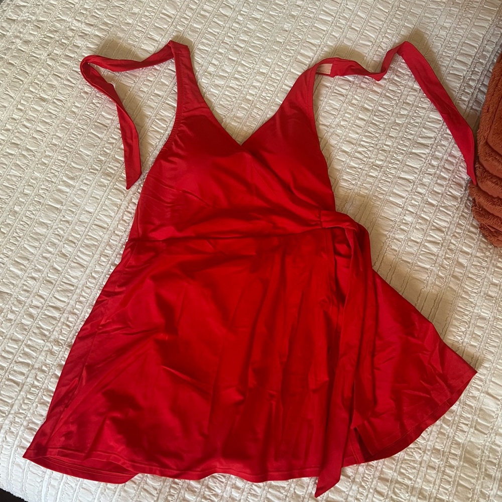 J. Crew red skirted one piece swimsuit